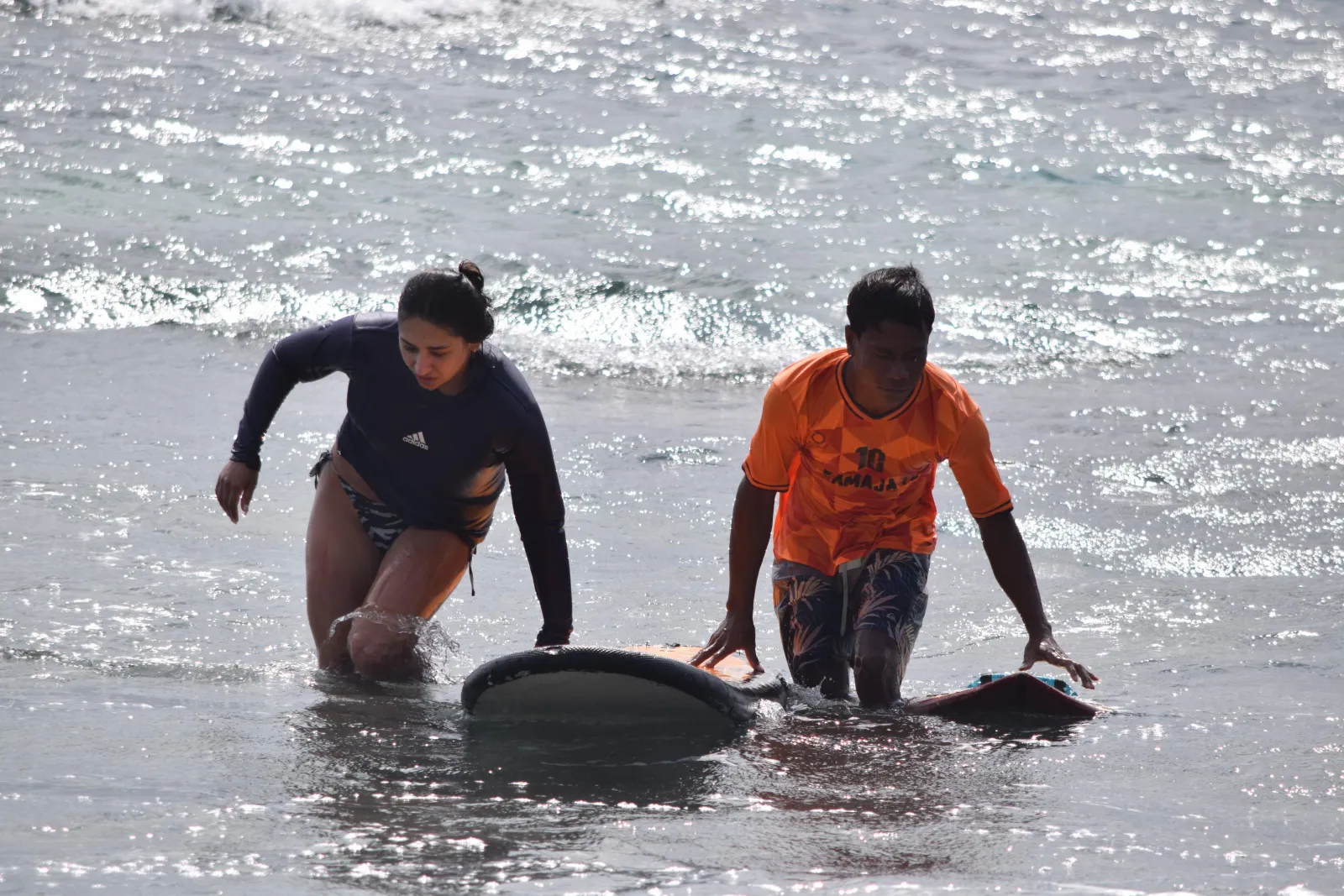 Surf lesson on the beach with Surf Camp Uluwatu in Uluwatu, Bali