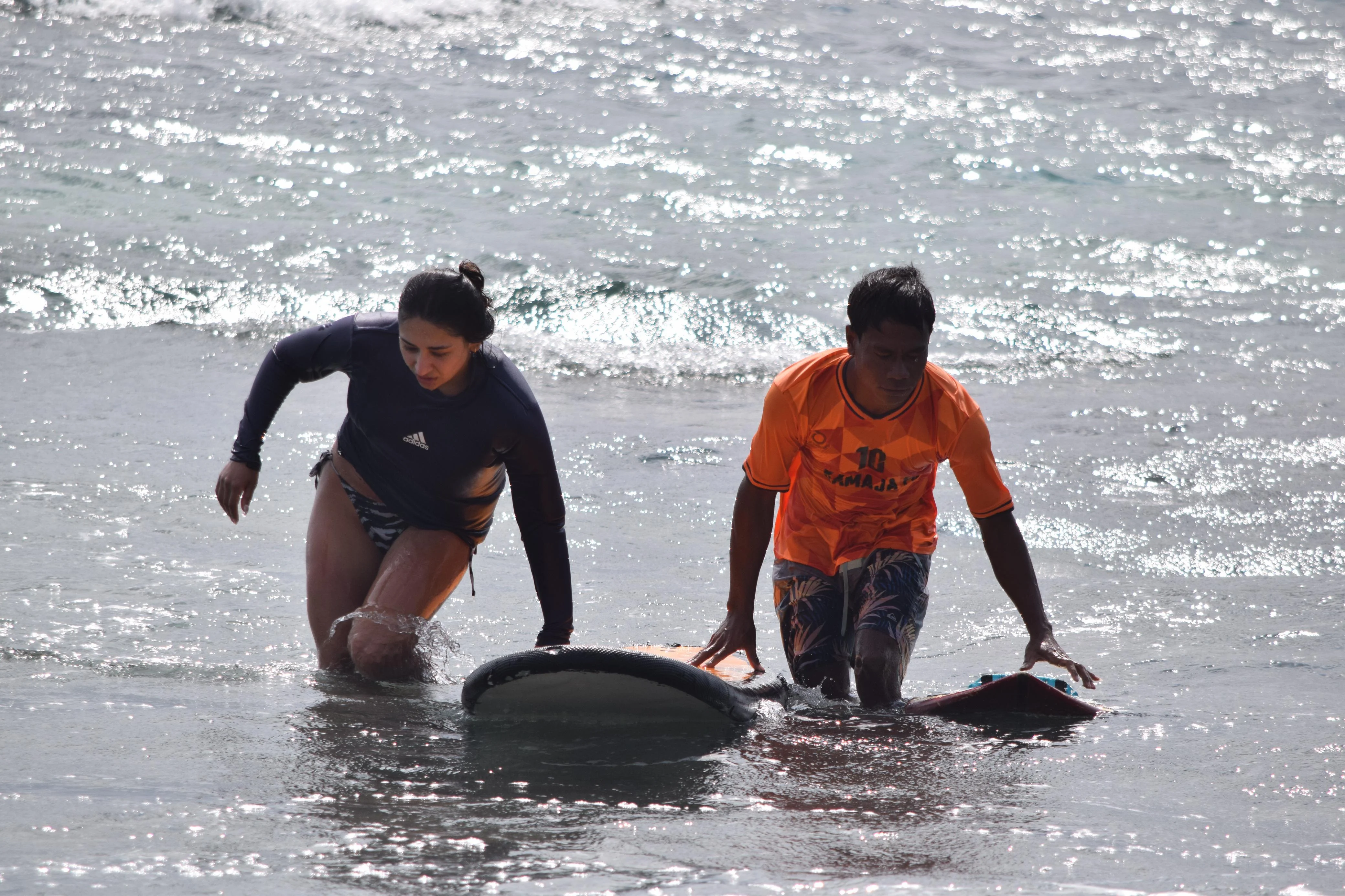 Surf lesson on the beach with Surf Camp Uluwatu in Uluwatu, Bali
